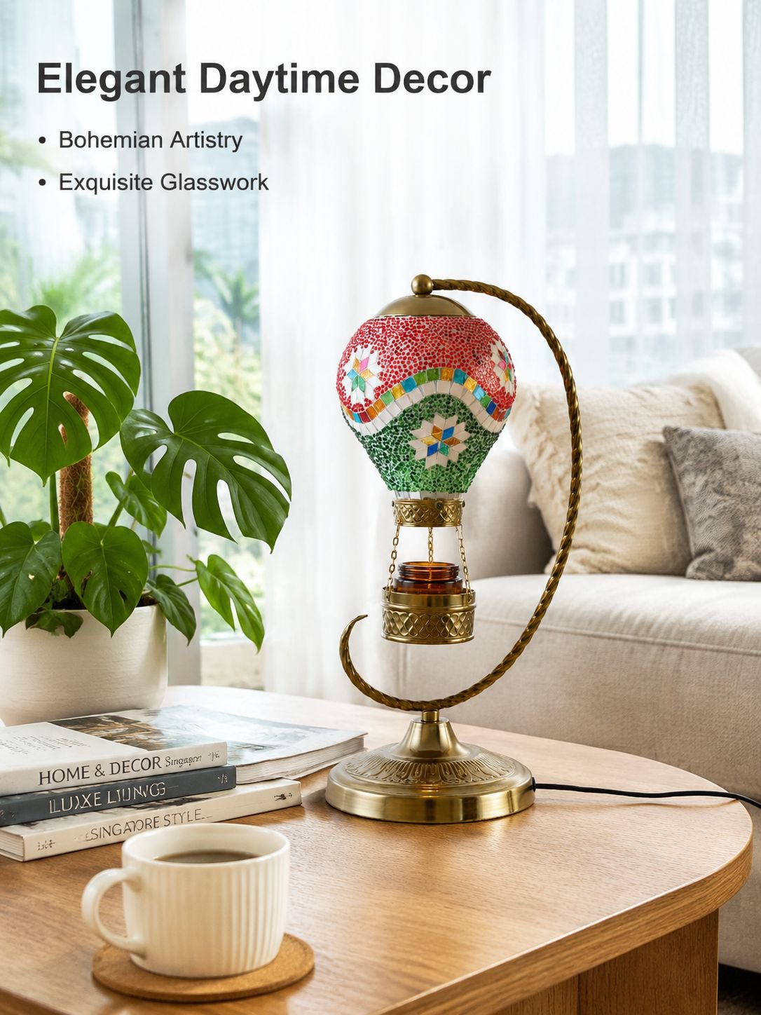 Mosaic stained glass table lamp