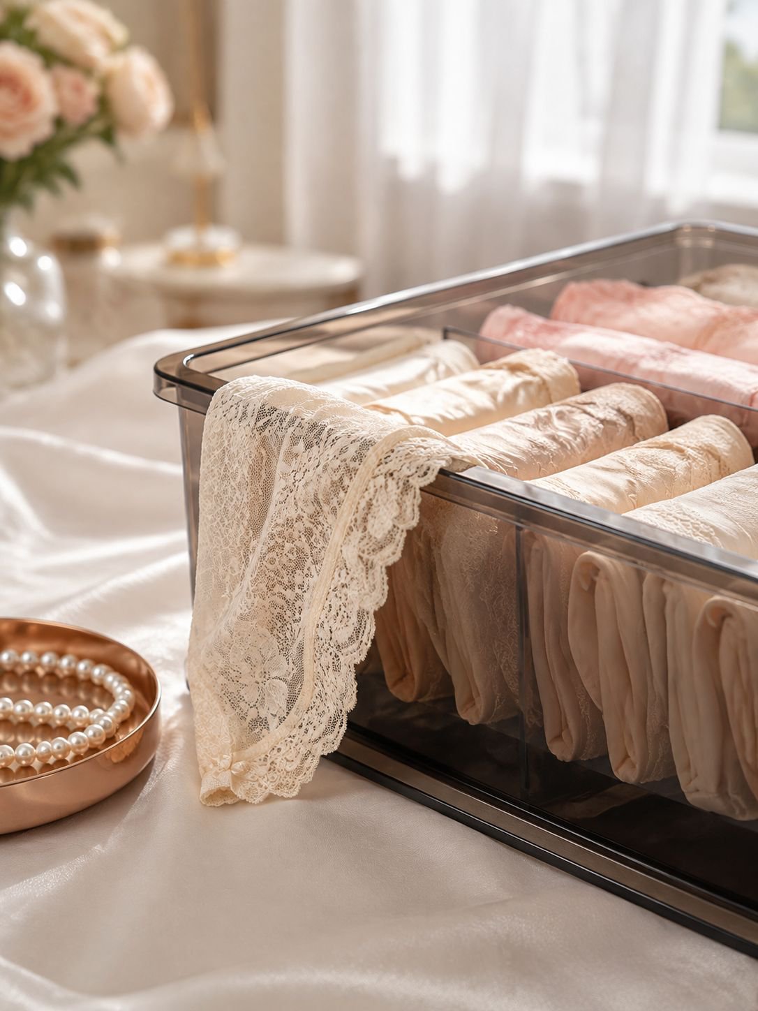 Drawer container with transparent design for easy access