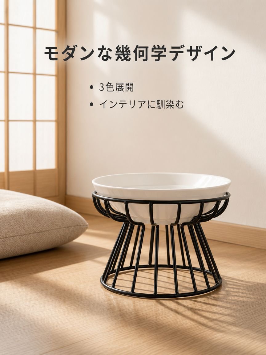 脚付きペットボウル・転倒防止猫用ボウルセット