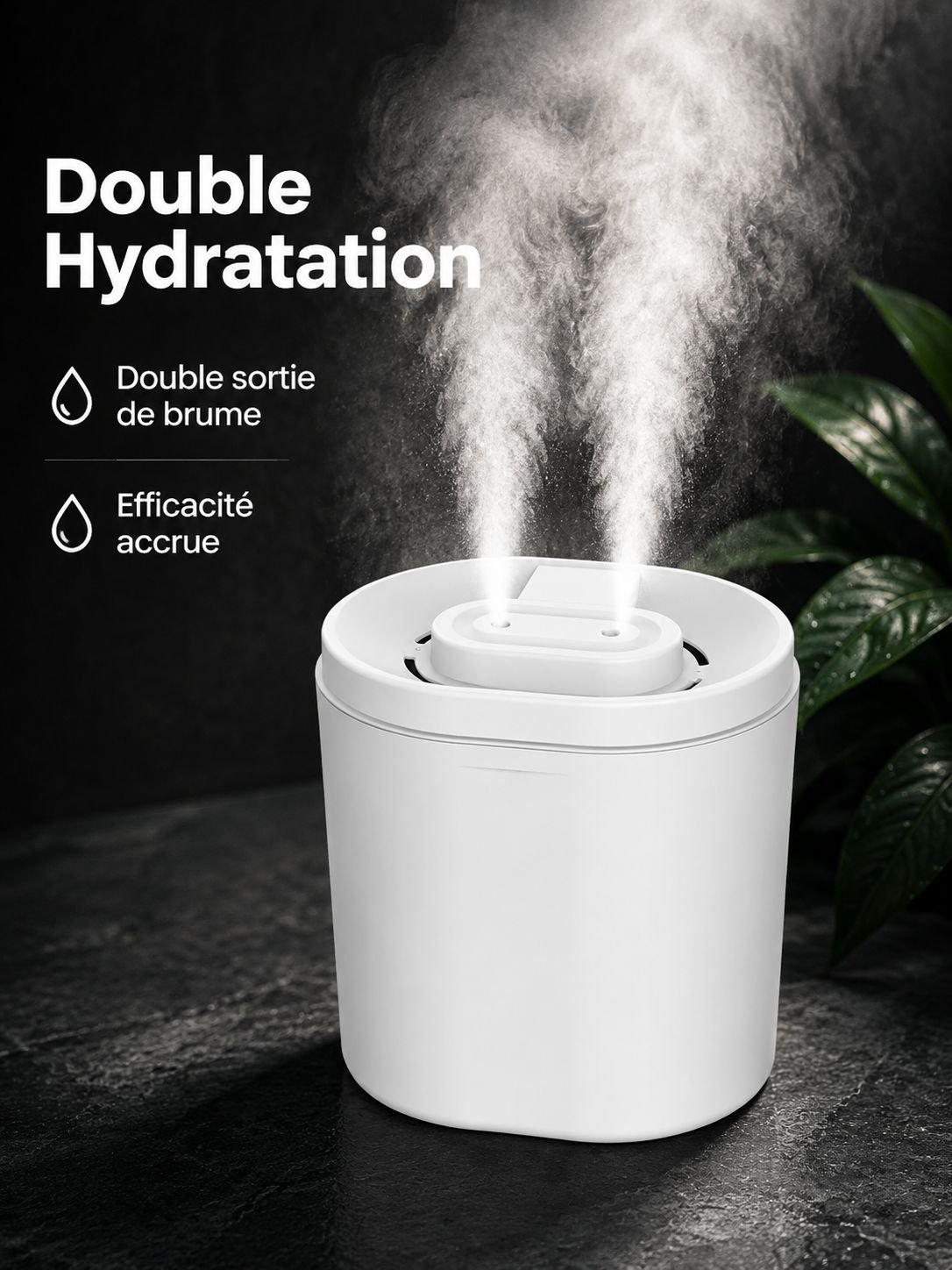 Humidificateur à double buse 6L grande capacité avec lampe d’ambiance pour maison et bureau