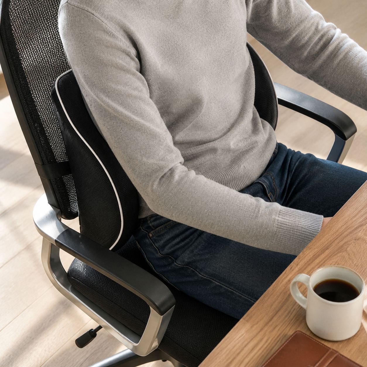 Ergonomisches Memory-Foam-Lendenkissen, großes Lendenwirbelkissen für Auto und Büro