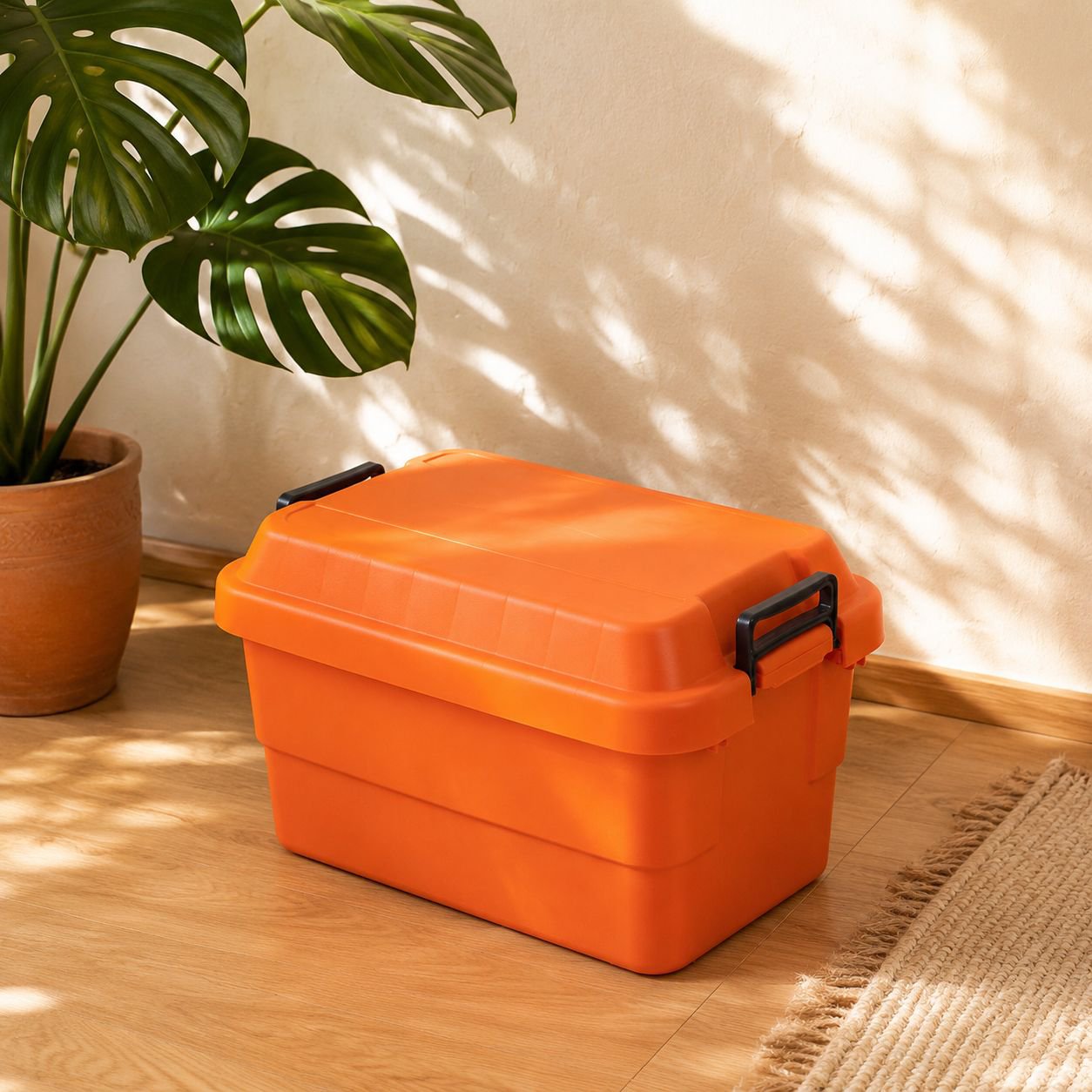 Casa de Paja Organizador de Plástico Espesado Caja de Almacenamiento al Aire Libre con Tapa Ropa Jug