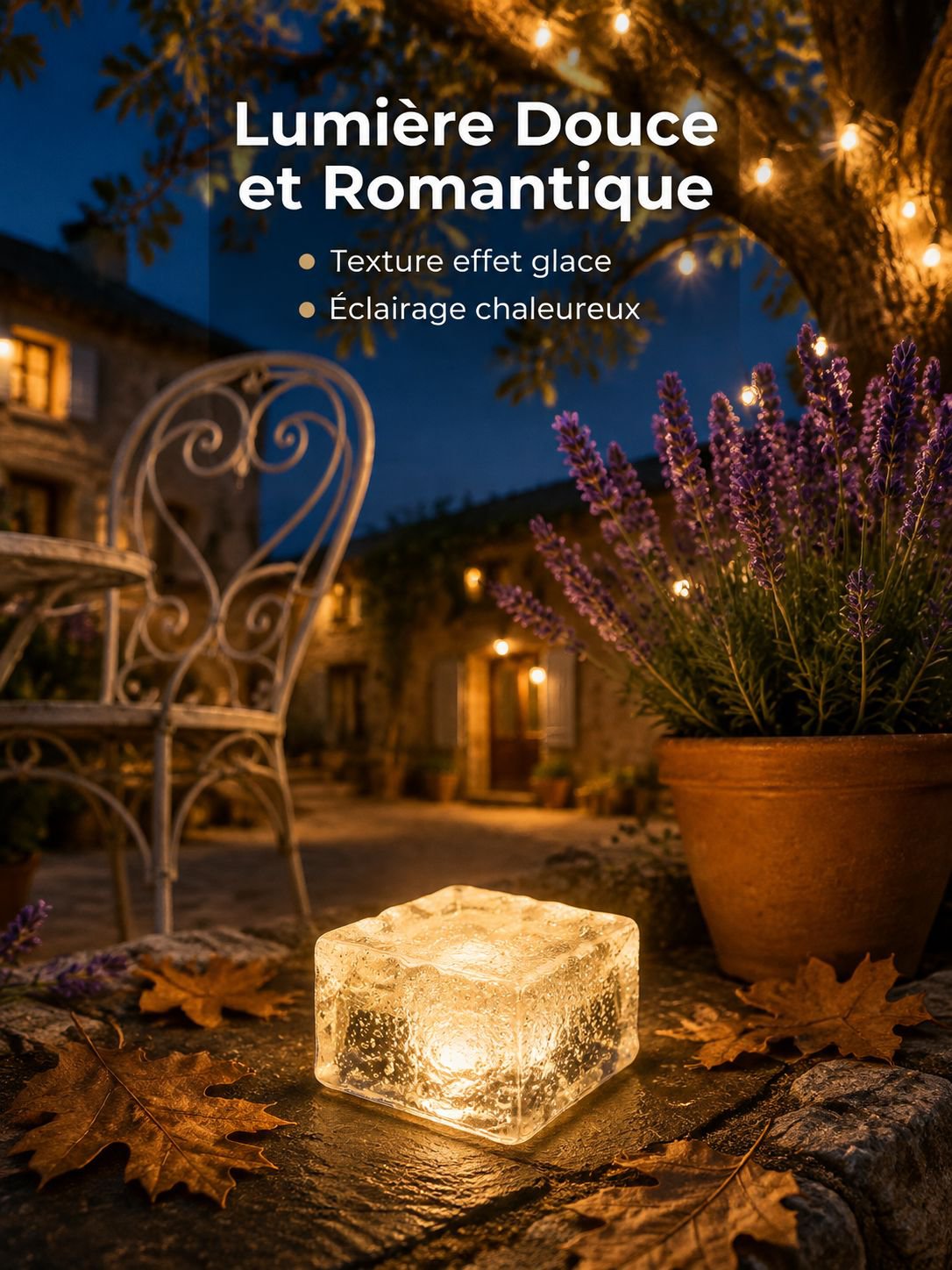 Lampe solaire de jardin en forme de brique de glace à LED, éclairage d'ambiance pour décoration de p