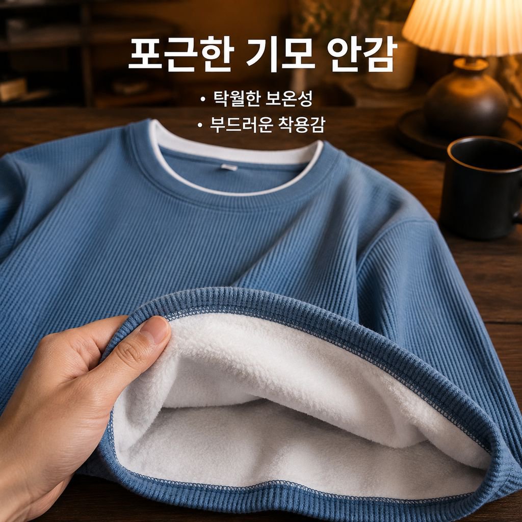 남성용 와플 니트 크루넥 풀오버 스웨터