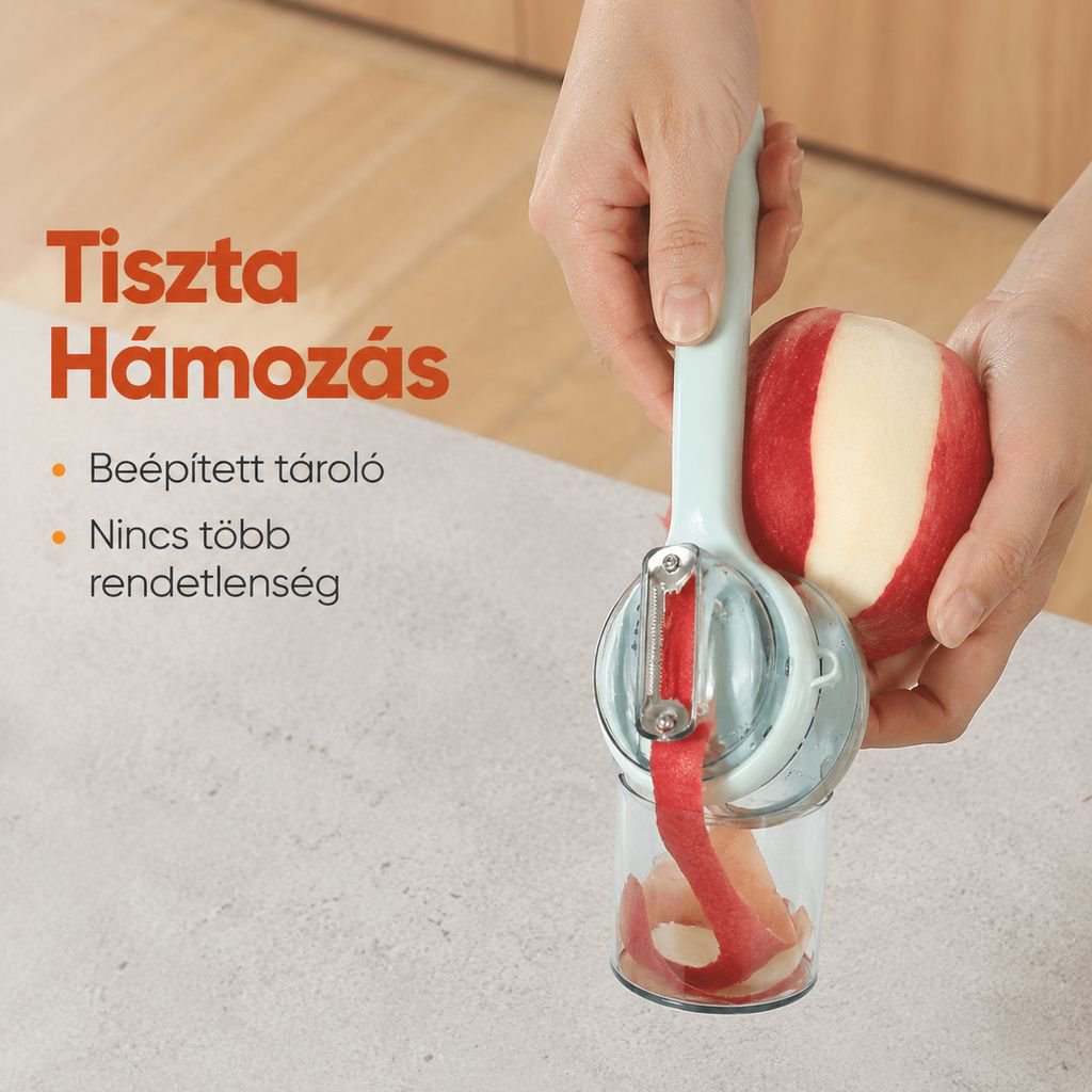 Multifunkciós gyümölcshámozó tárolóval