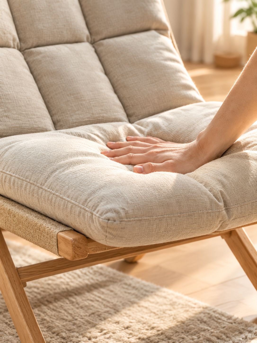 Massiver Roteichen-Sessel mit Rückenlehne für Winter und Sommer