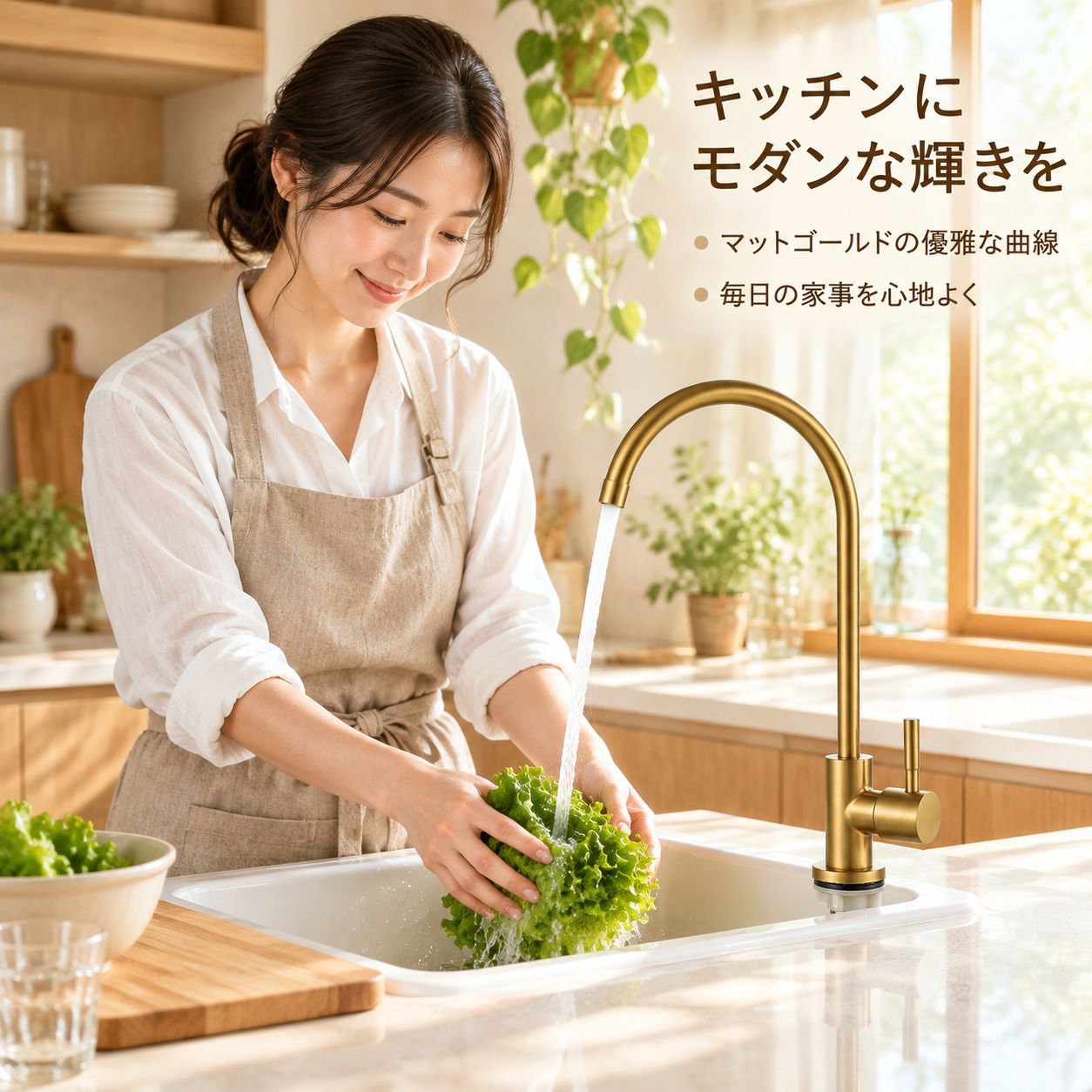 ステンレス製キッチン家庭用冷水ゴールド蛇口