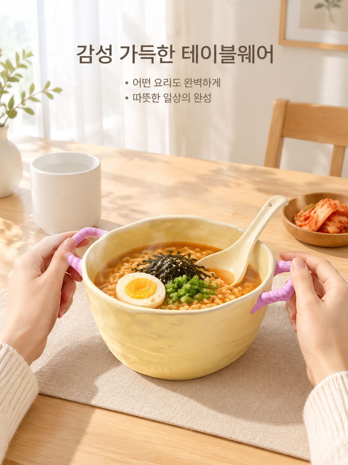 대용량 손잡이 국그릇 나사분면 그릇 라면 그릇