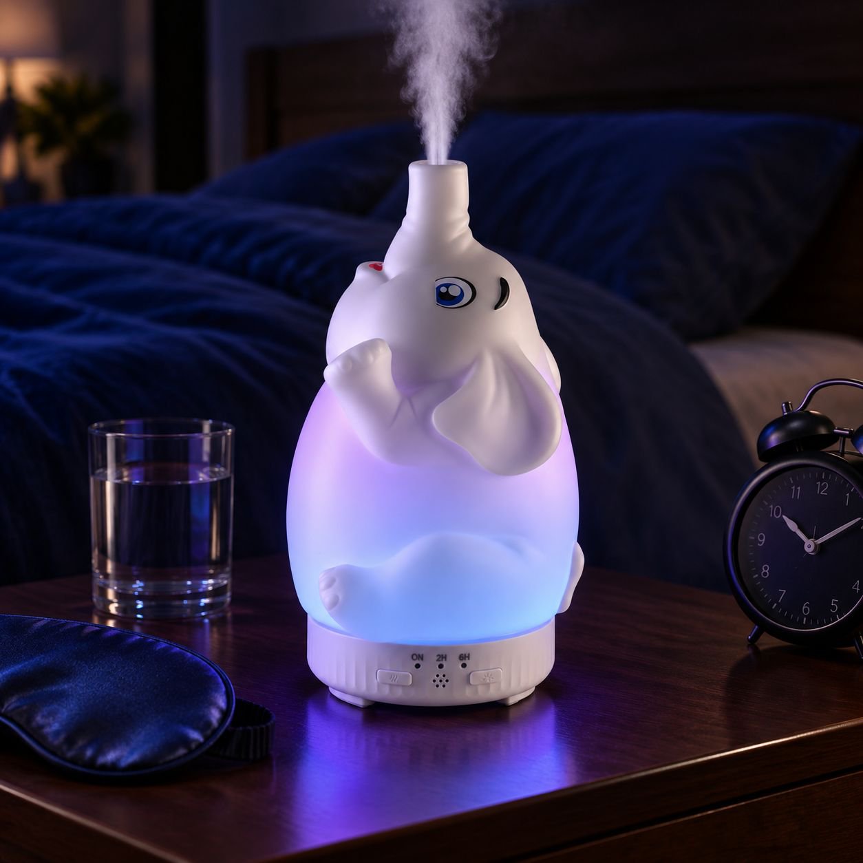Colorful Light Rotating Elephant Aroma Diffuser, Silent Jellyfish Mini Humidifier