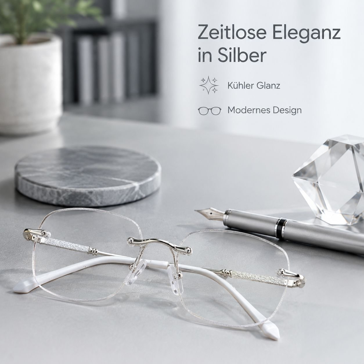Hochwertige, rahmenlose Damen-Lesebrille