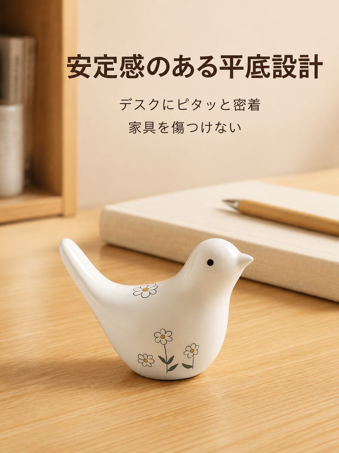 陶器製の手描き鳥の置物