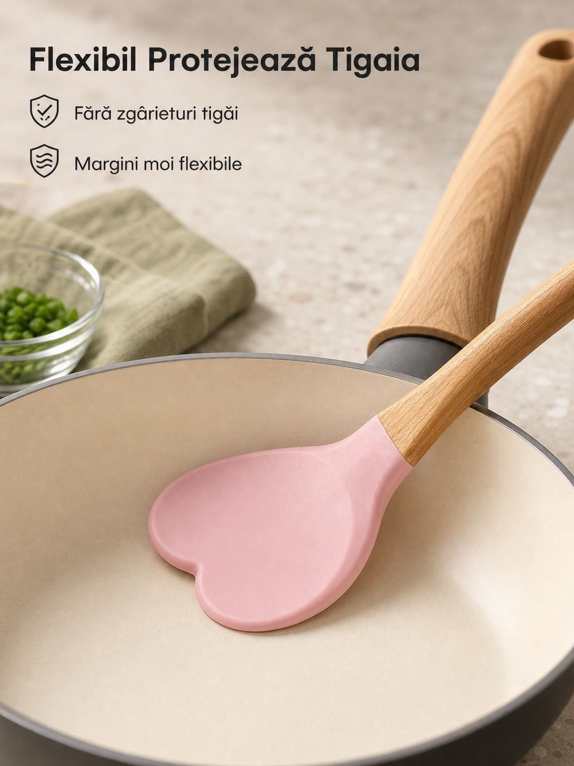 Spatulă roz drăguță în formă de inimă