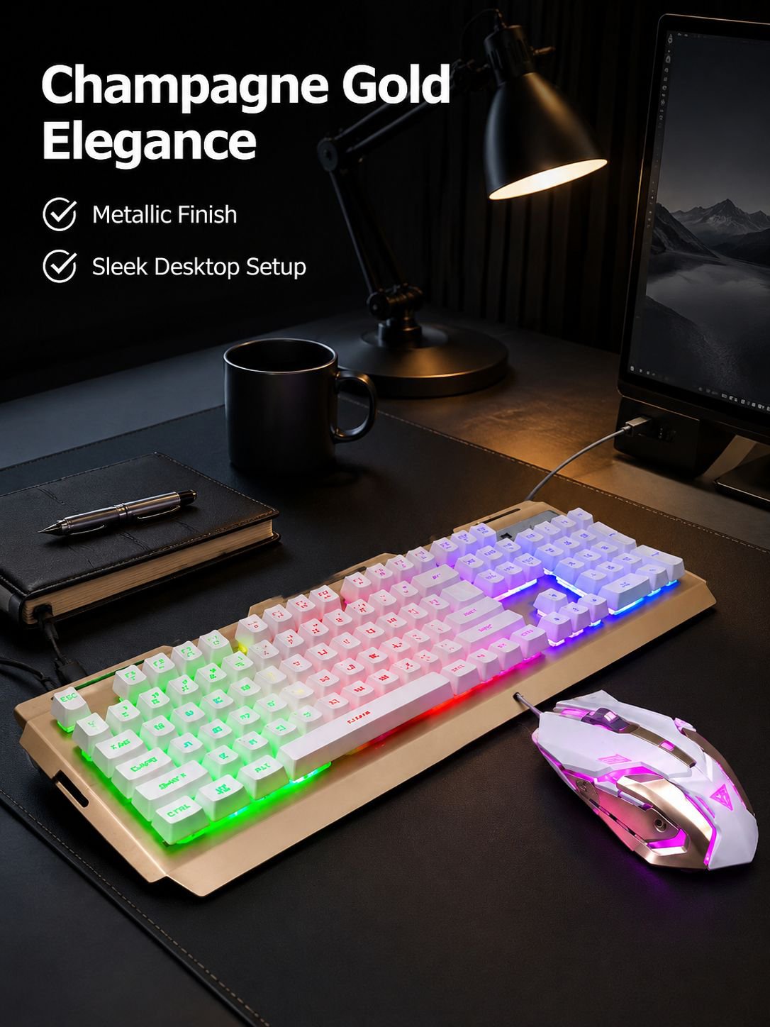Wired Mechanical Feel Keyboard and Mouse Set  for Desktop and Laptop Gaming