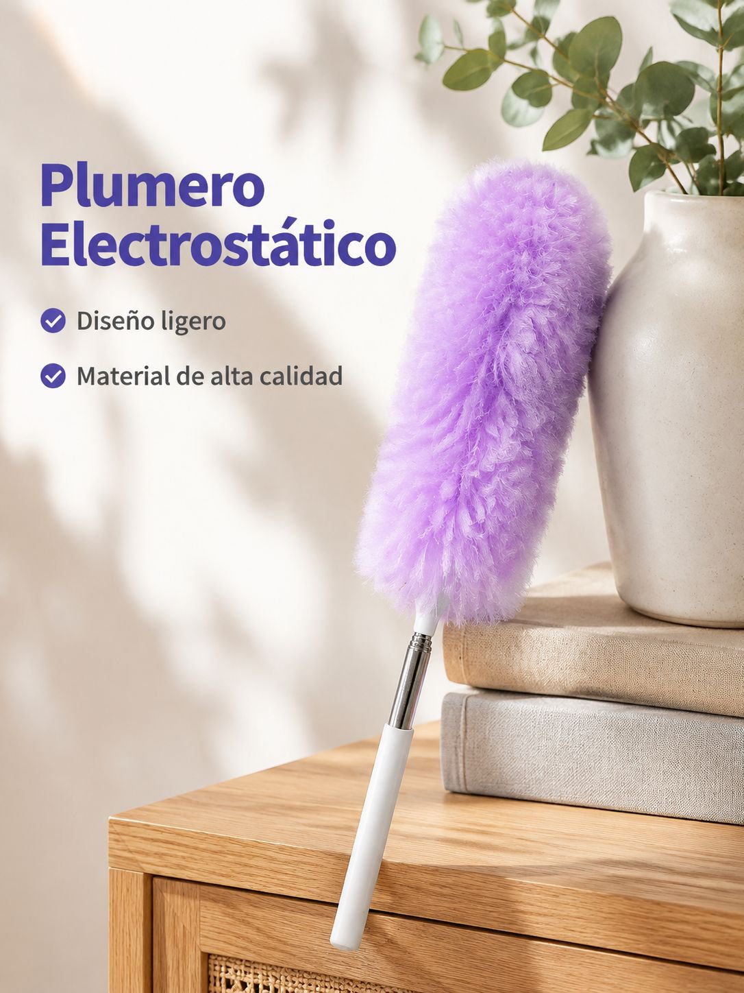 Plumero multifuncional extensible con carga electrostática