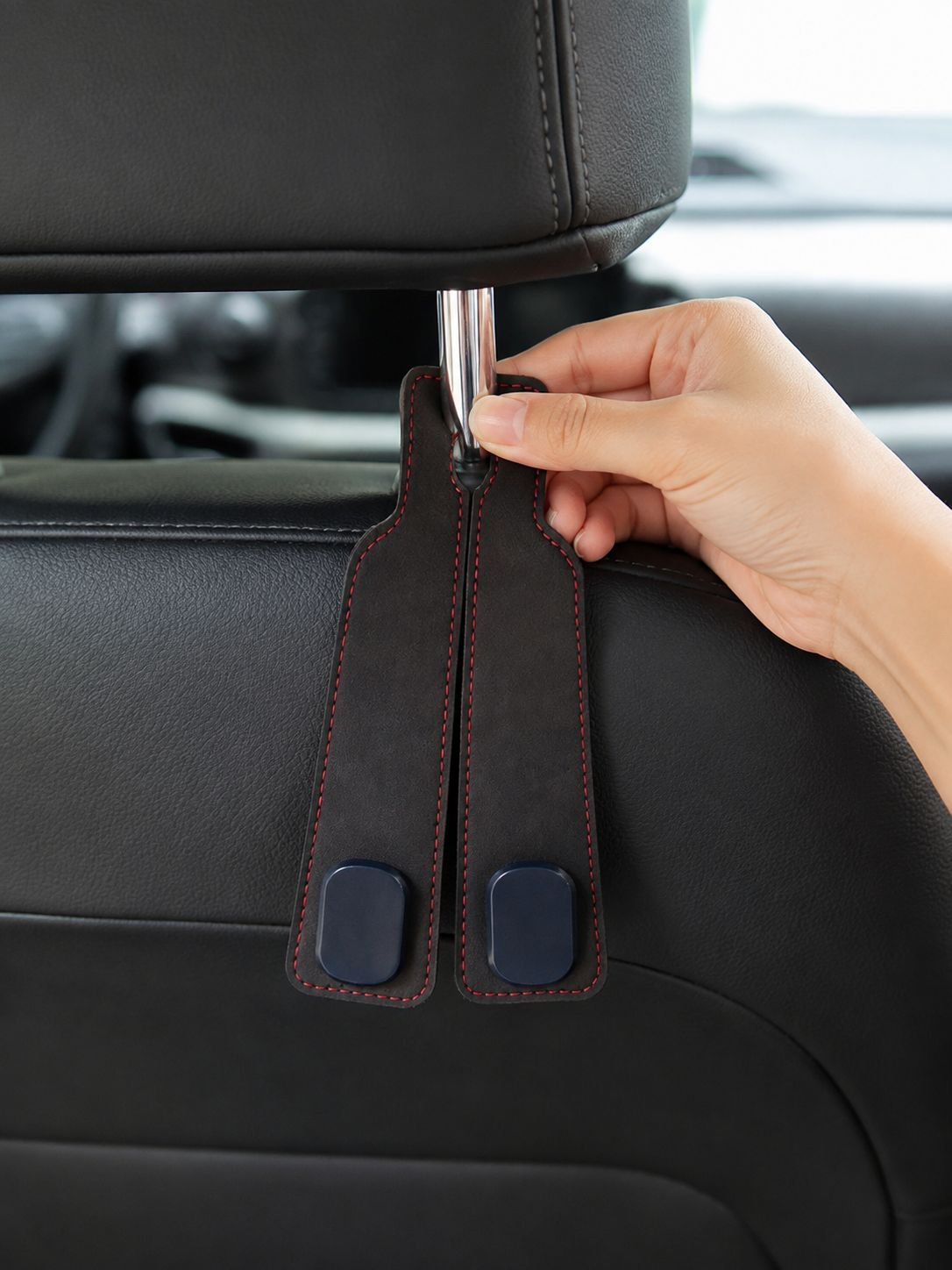 Car hooks, multi-functional seatback hooks for front and rear seats, zinc alloy double hooks for in-