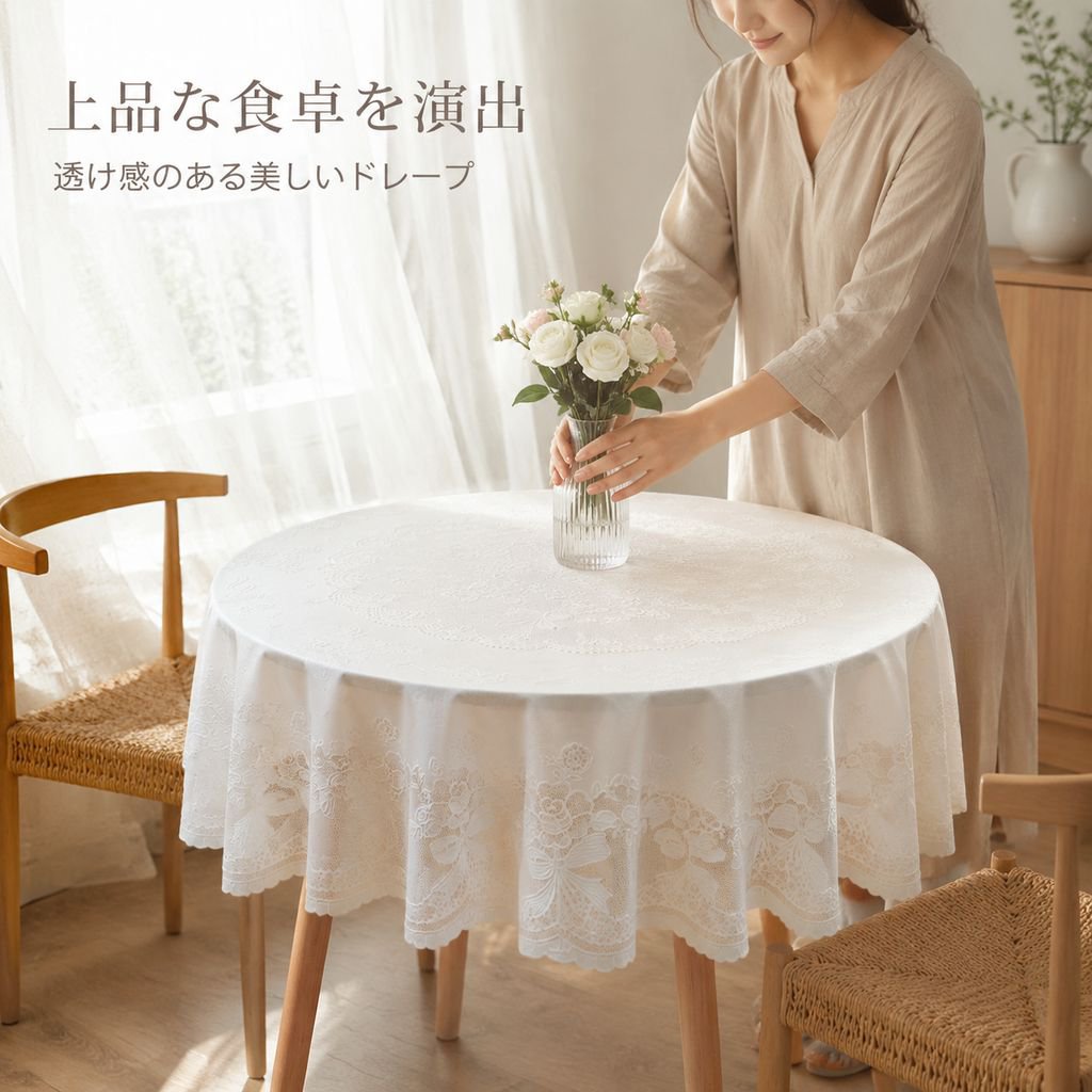 シンプルモダン防水防塵丸型テーブルクロス