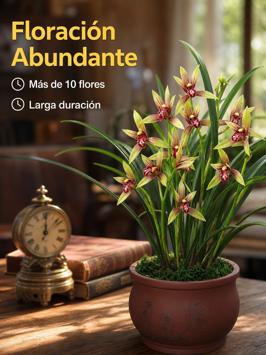 Decoración de bola de musgo con oncidium aromático