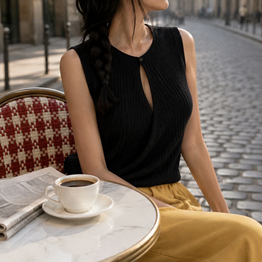 Haut sans manches en tricot glacé à dos nu pour femme