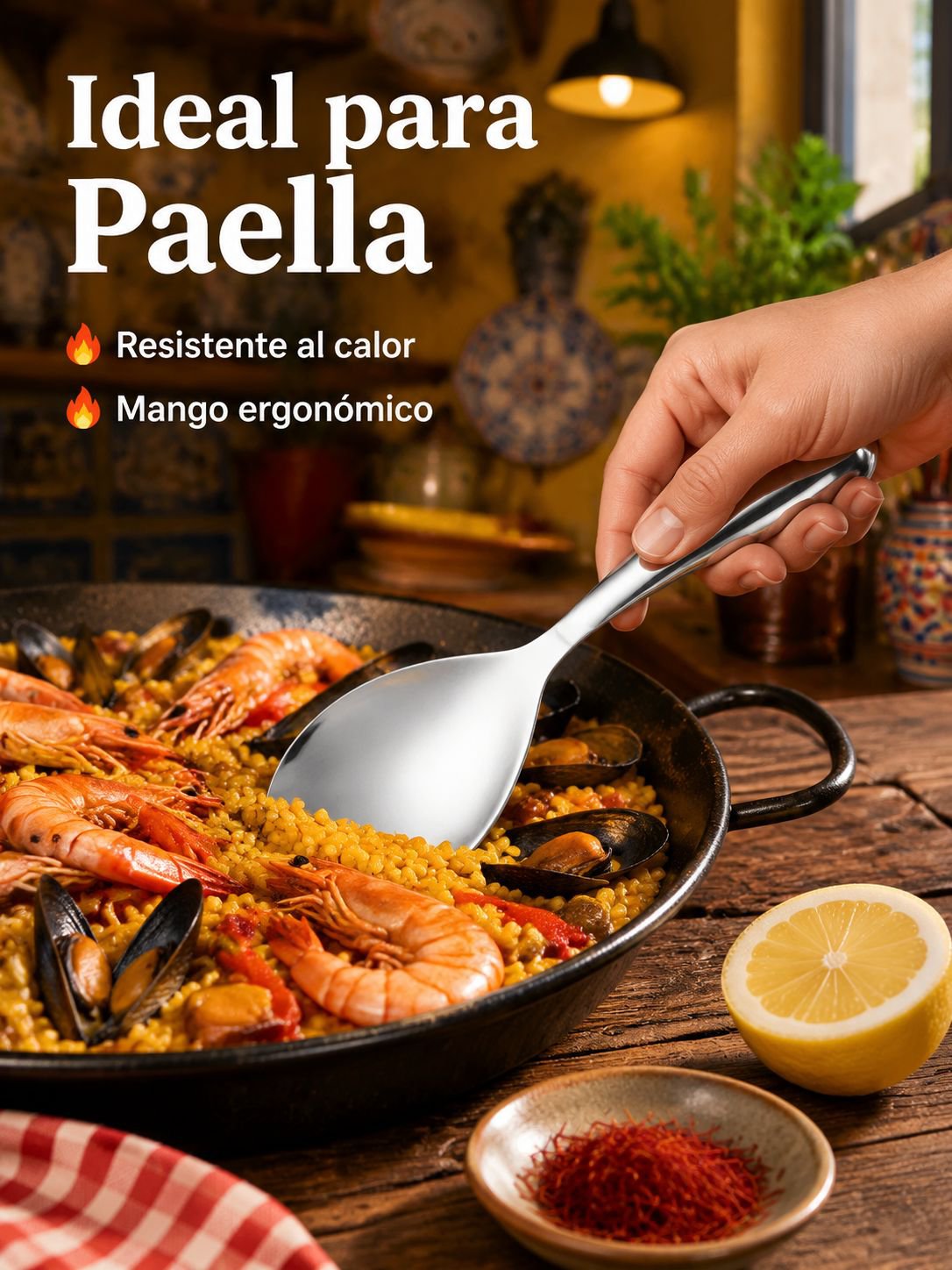 Cuchara grande antiadherente para arroz