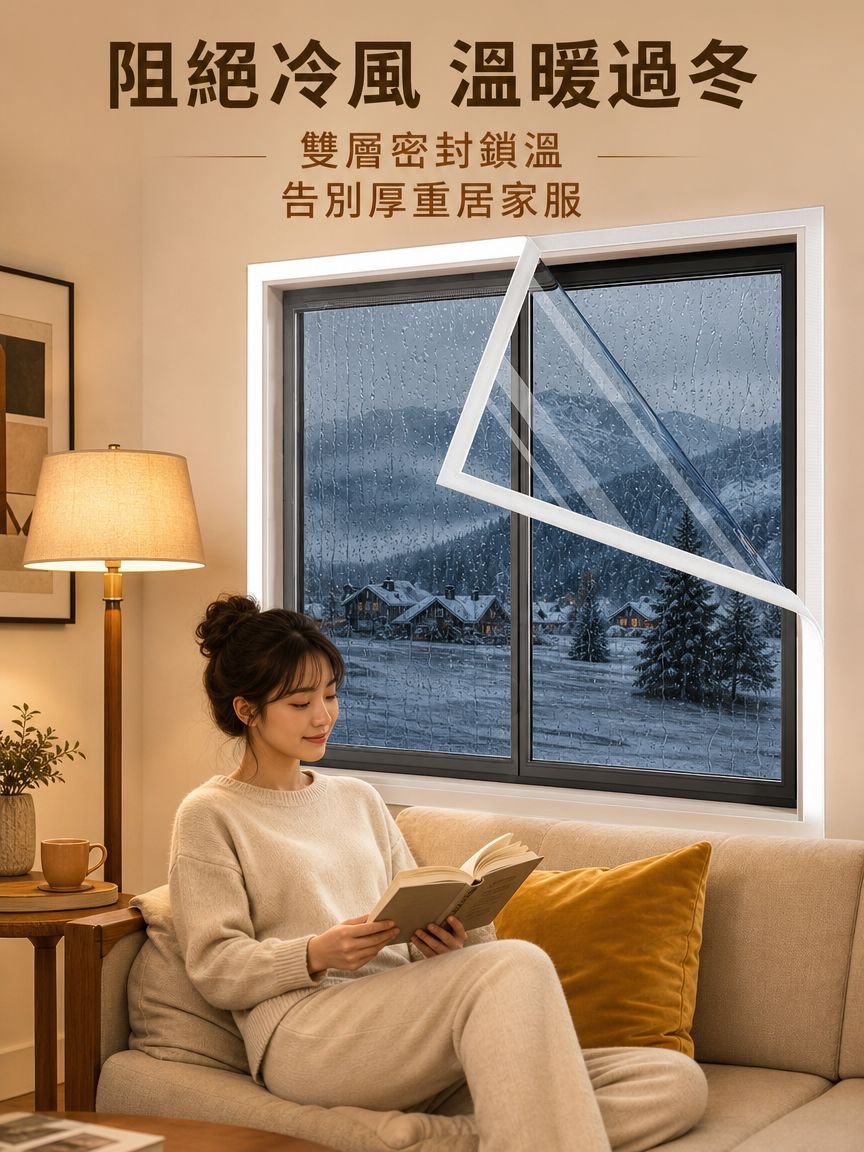 冬季保溫窗簾，密封防寒防風，防止窗戶結冰