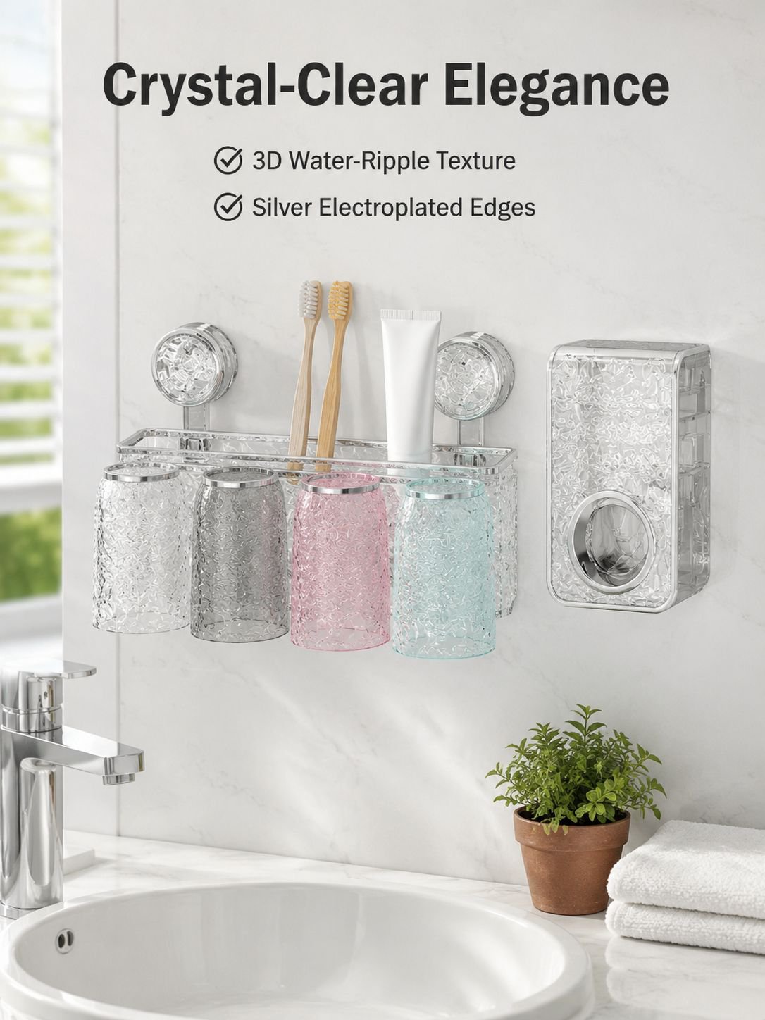Multifunctional Toothbrush and Toothpaste Organizer with Rinse Cup