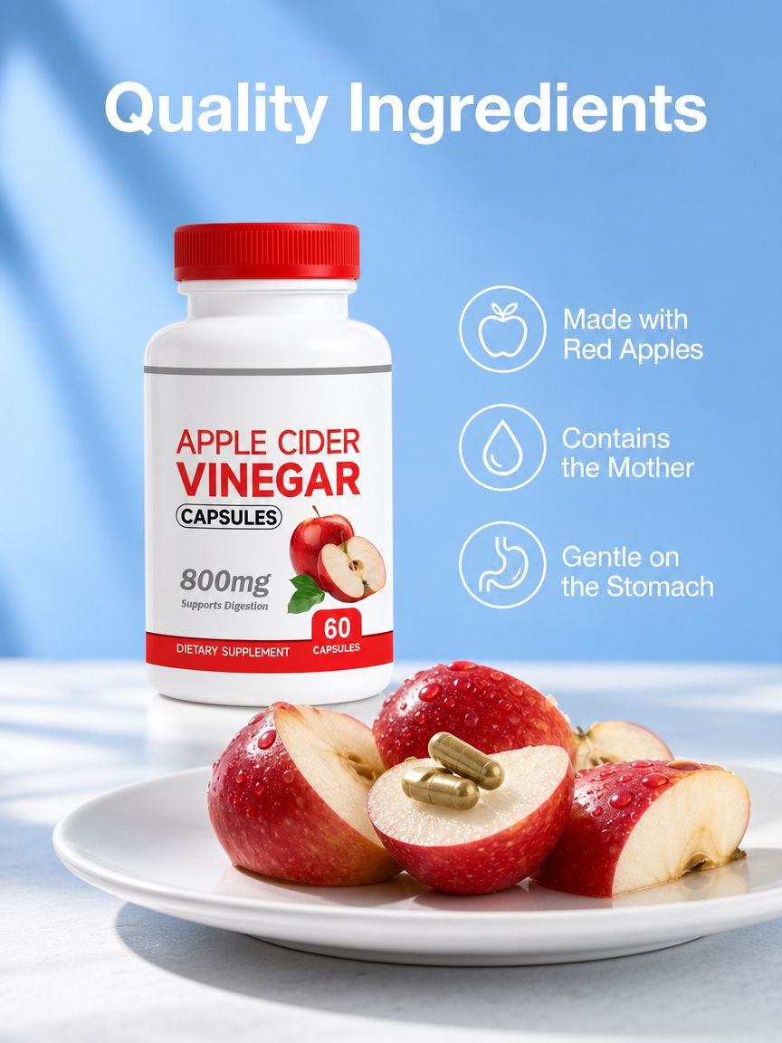 Organic Apple Cider Vinegar Dietary Supplement Capsules