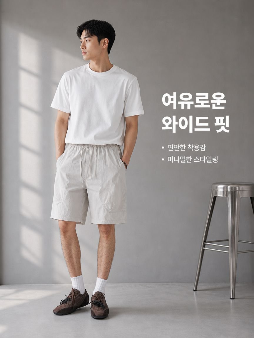 얇고 주름진 허리 밴딩 오부 팬츠