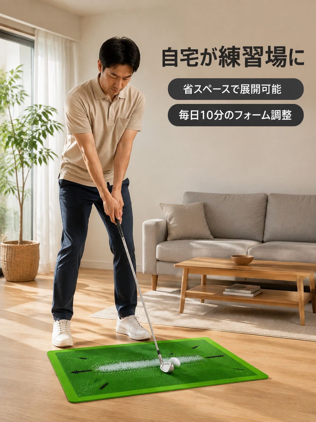 スイング跡が見えるゴルフ練習マット