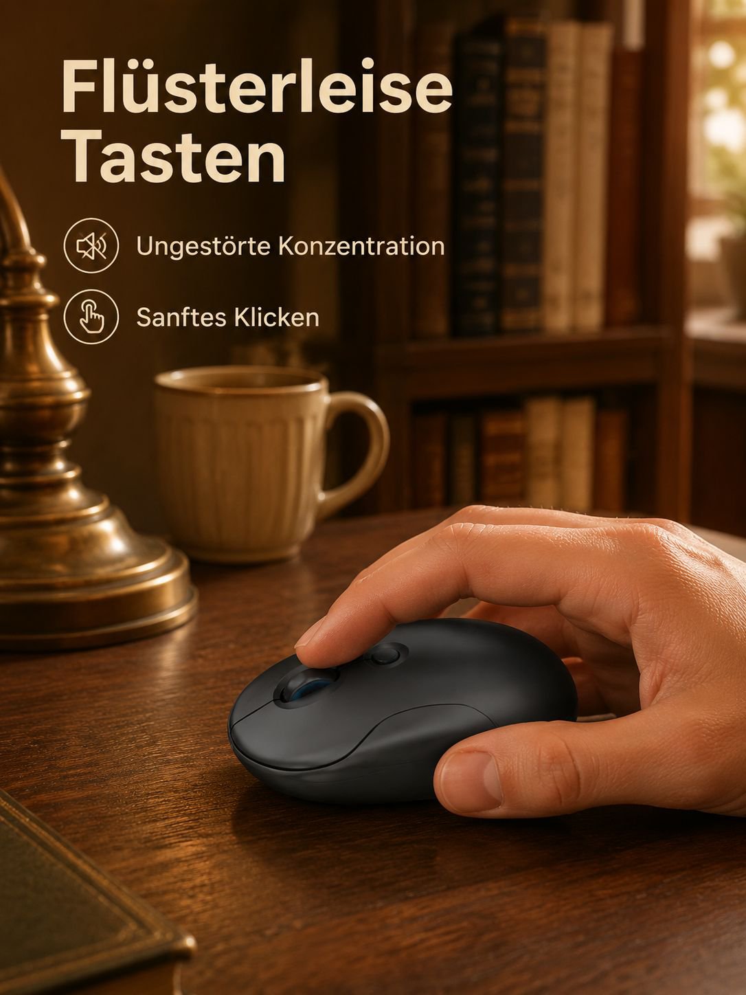Kabellose, leise Maus im Kieselstein-Design
