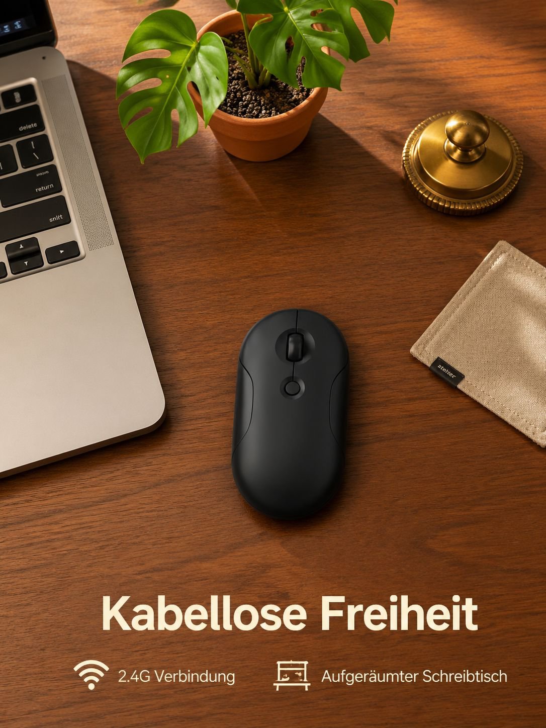 Kabellose, leise Maus im Kieselstein-Design