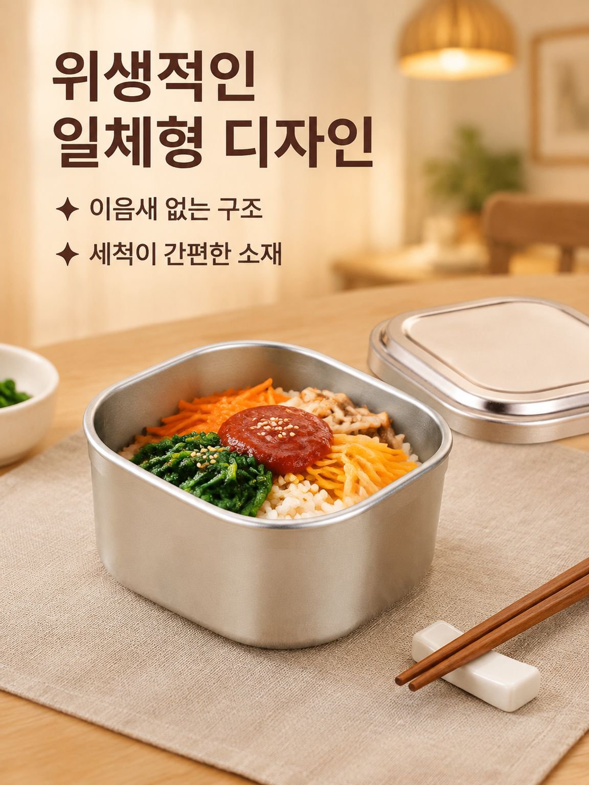 올알루미늄 사각형 손잡이 도시락통