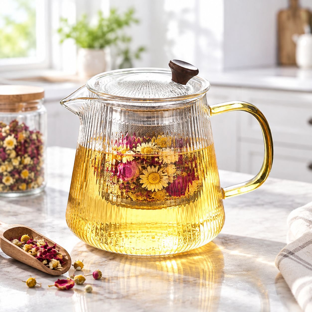 New Striped Glass Teapot