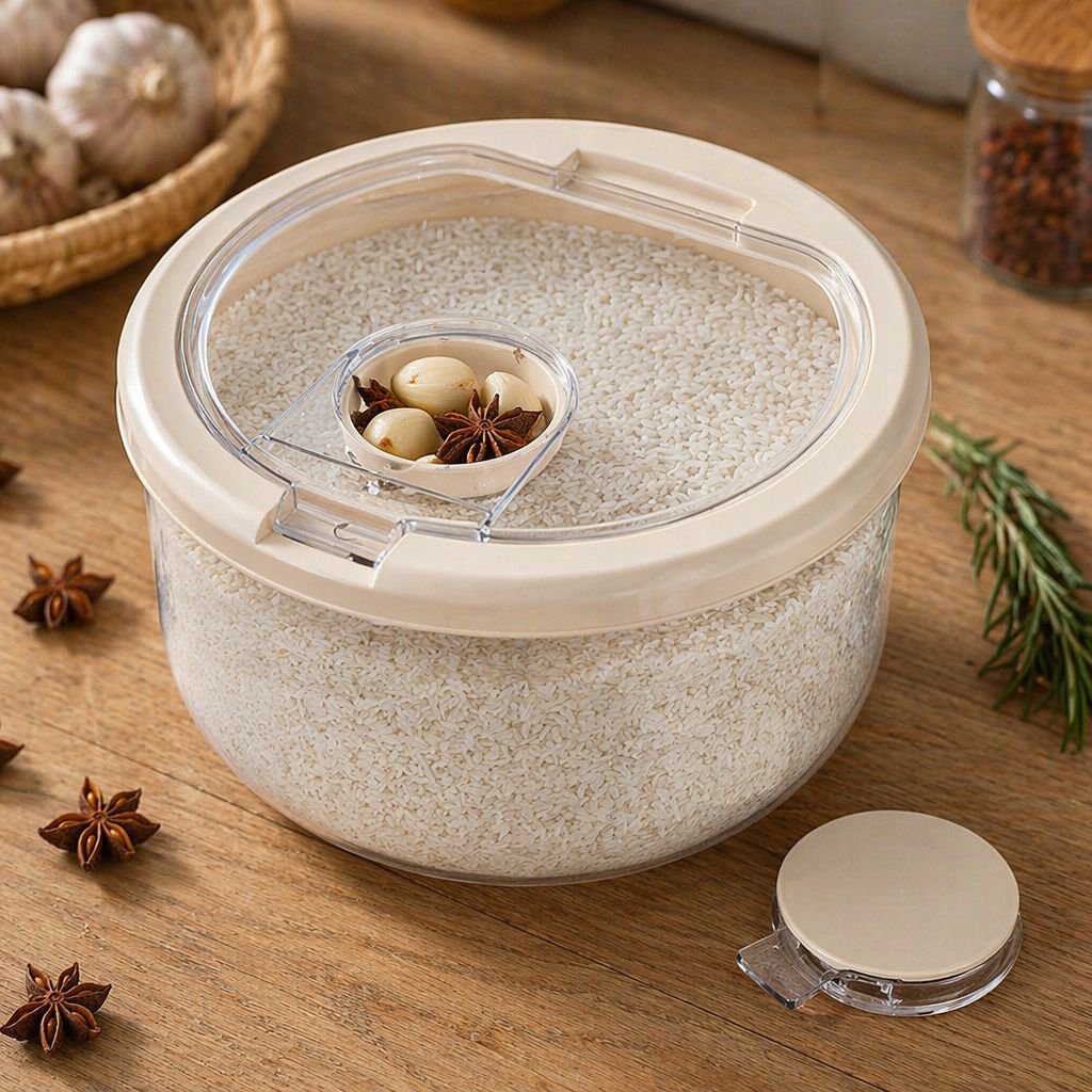 Durable kitchen storage box for grains and snacks