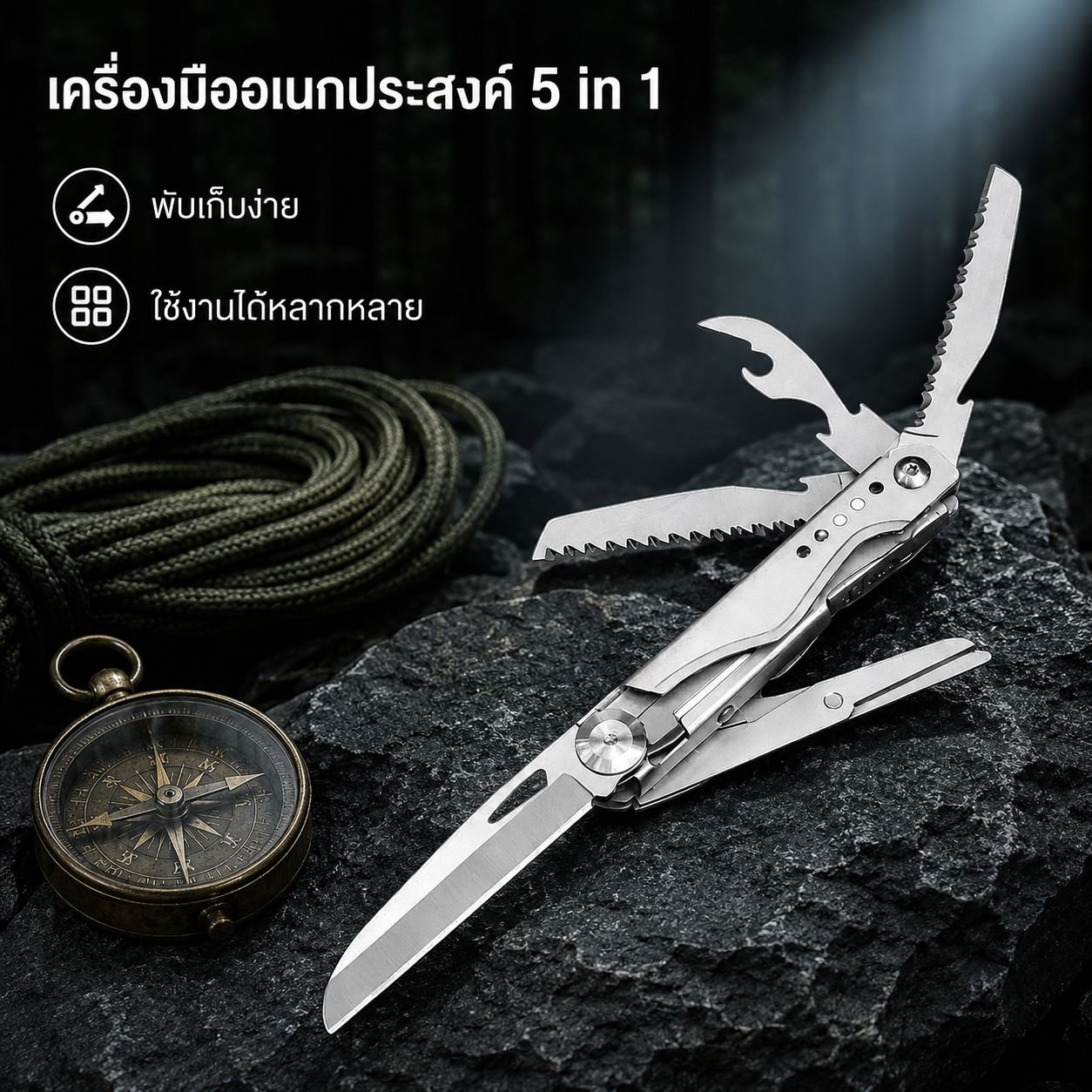 มีดพับพกพาอเนกประสงค์สำหรับป้องกันตัวและใช้งานกลางแจ้ง