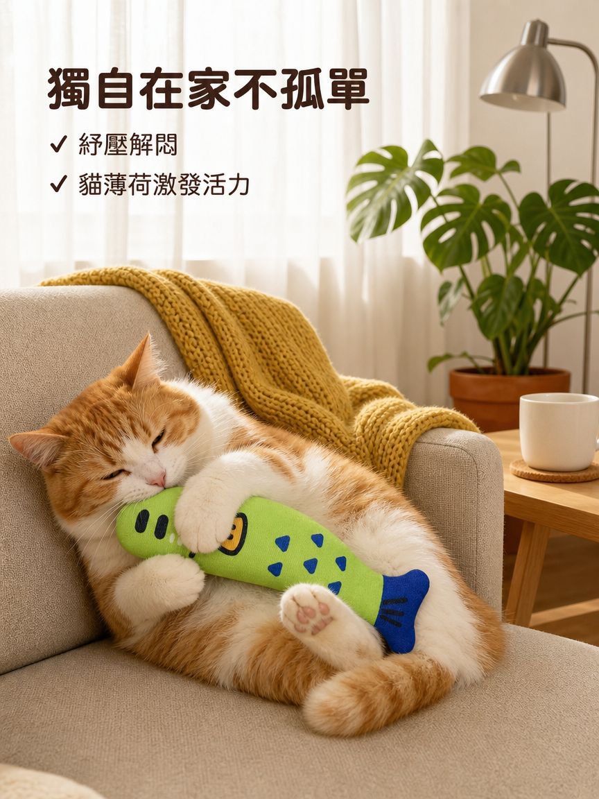 逗趣猫薄荷玩具猫戏弄麻布小鱼