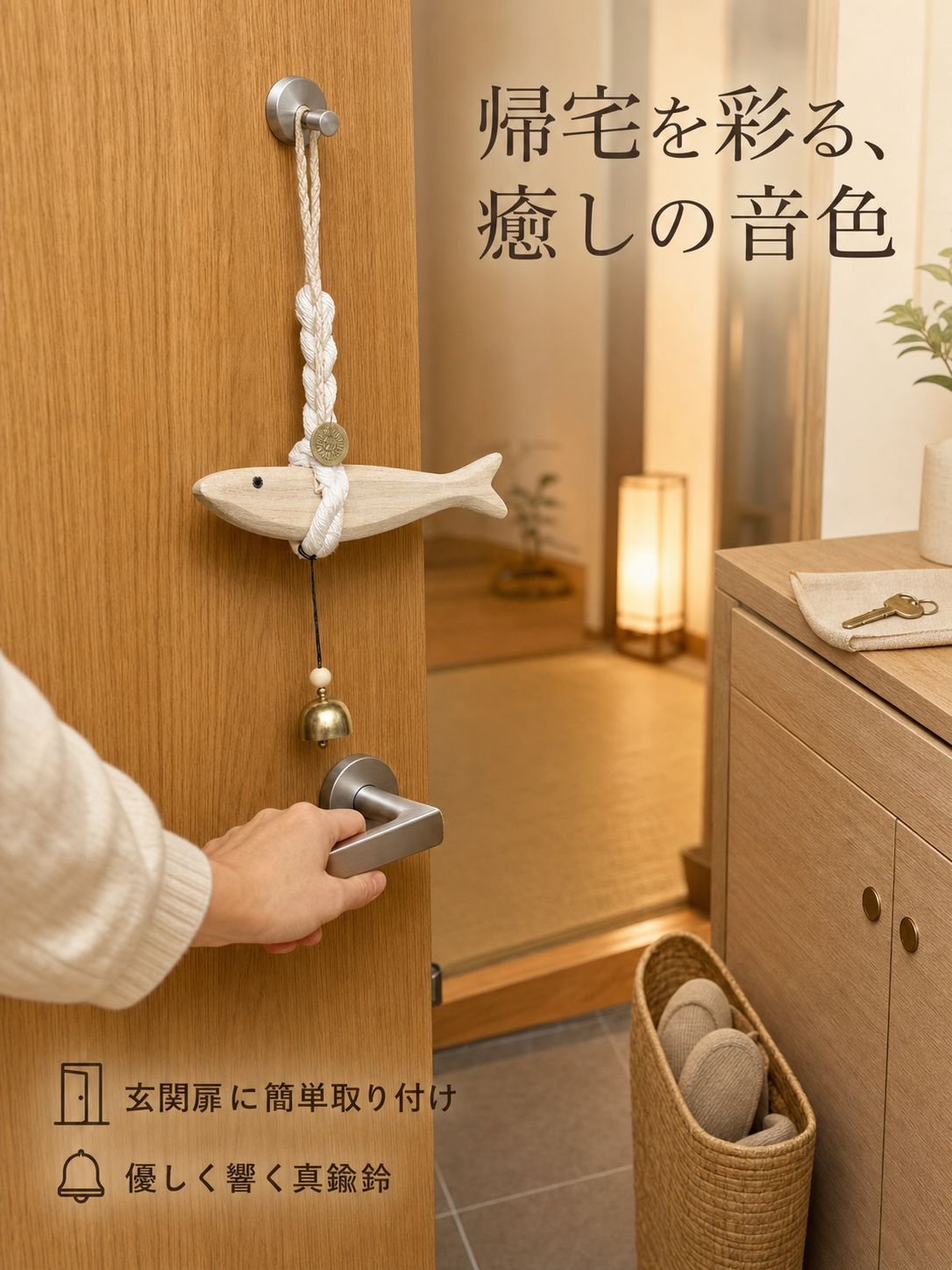 魚型ウッドチャイム 飾り用吊り下げ