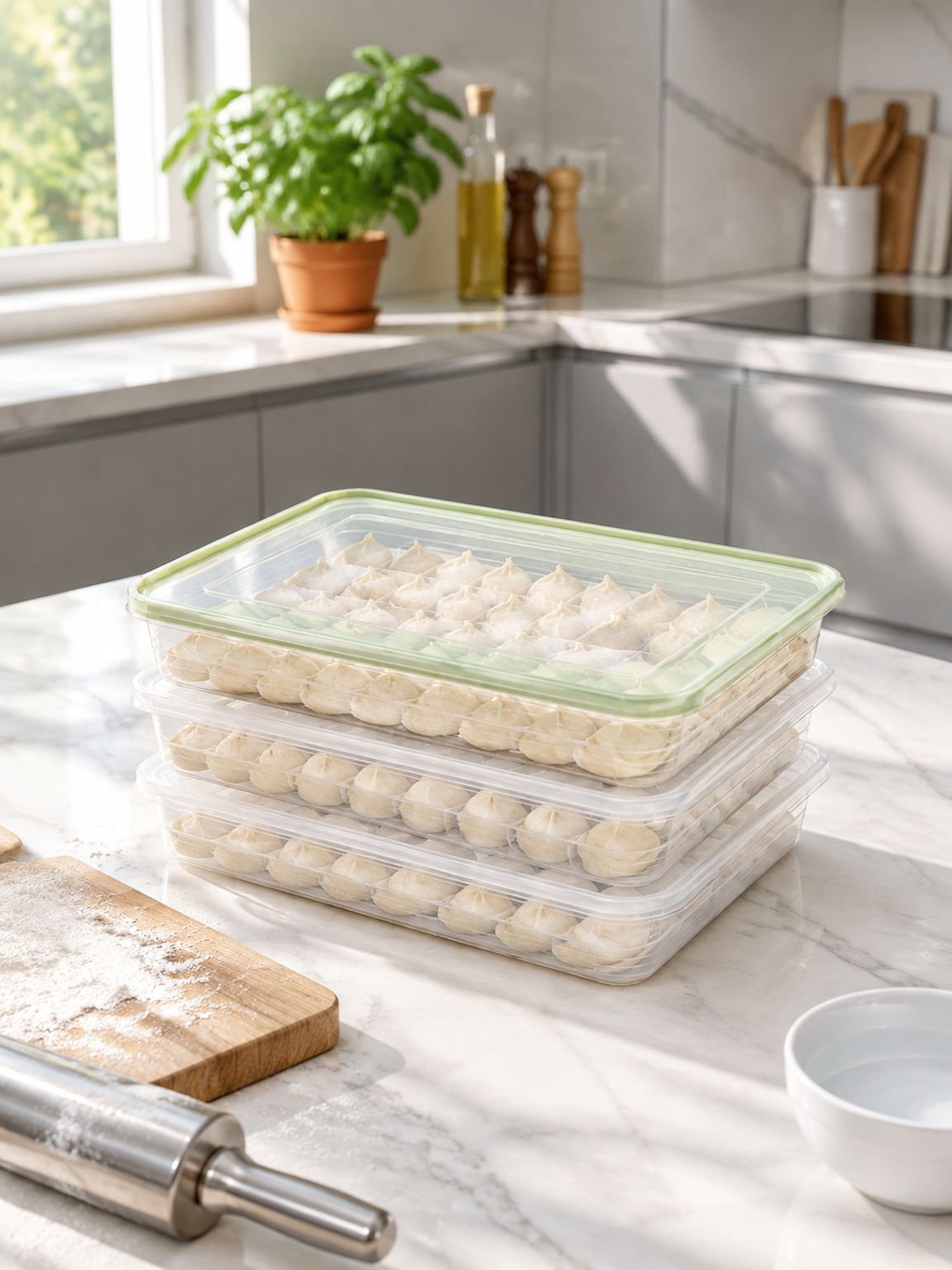Teigtaschen Gefrierbox Dumpling Frischhaltebox für Kühlschrank Lebensmittelecht