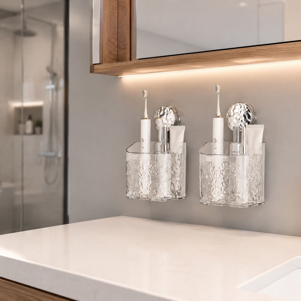 Wall-mounted glacier pattern cosmetic holder