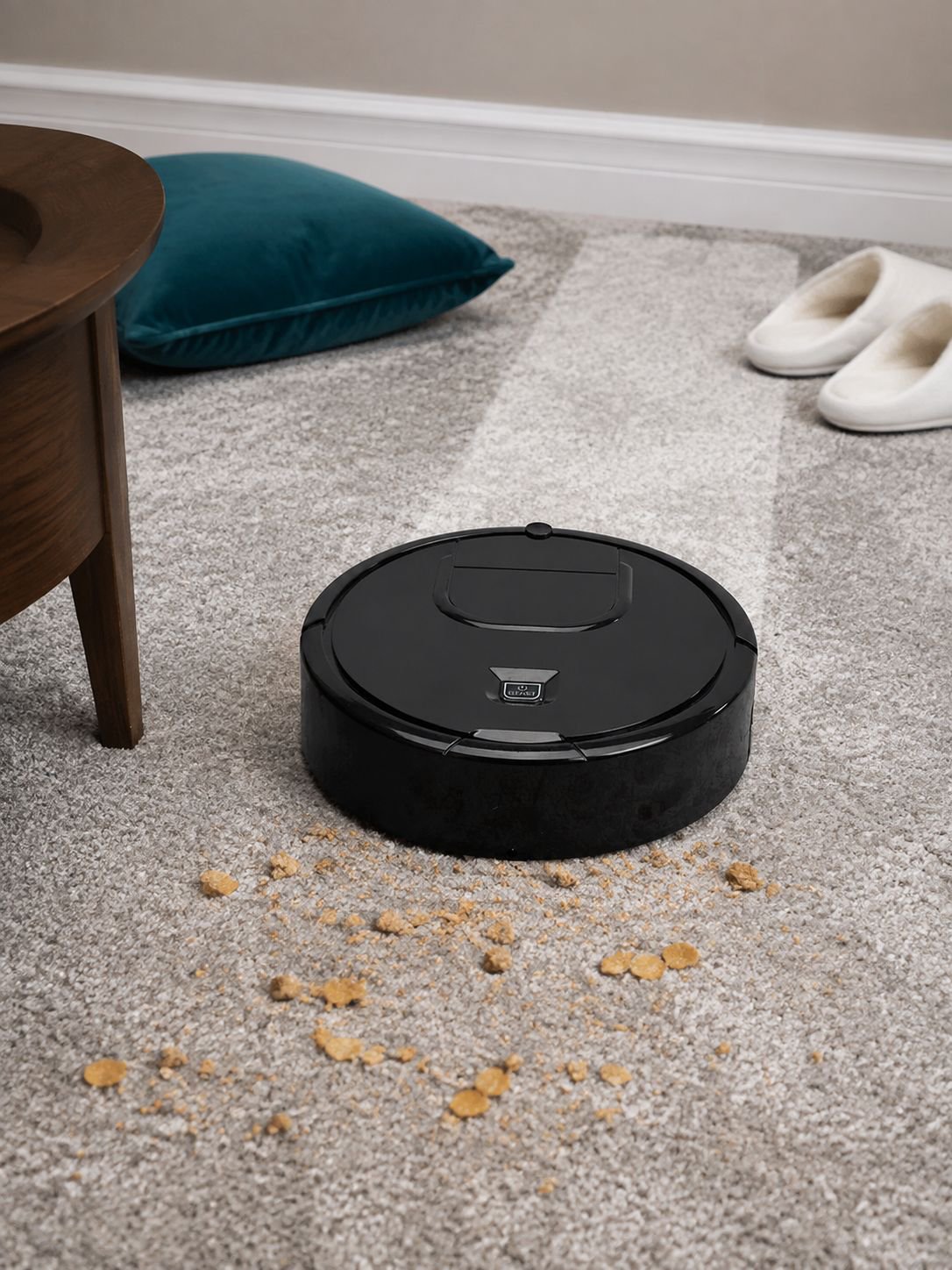 Automatischer Staubsaugerroboter mit Treppensensor starke Saugleistung für Tierhaare und Teppiche