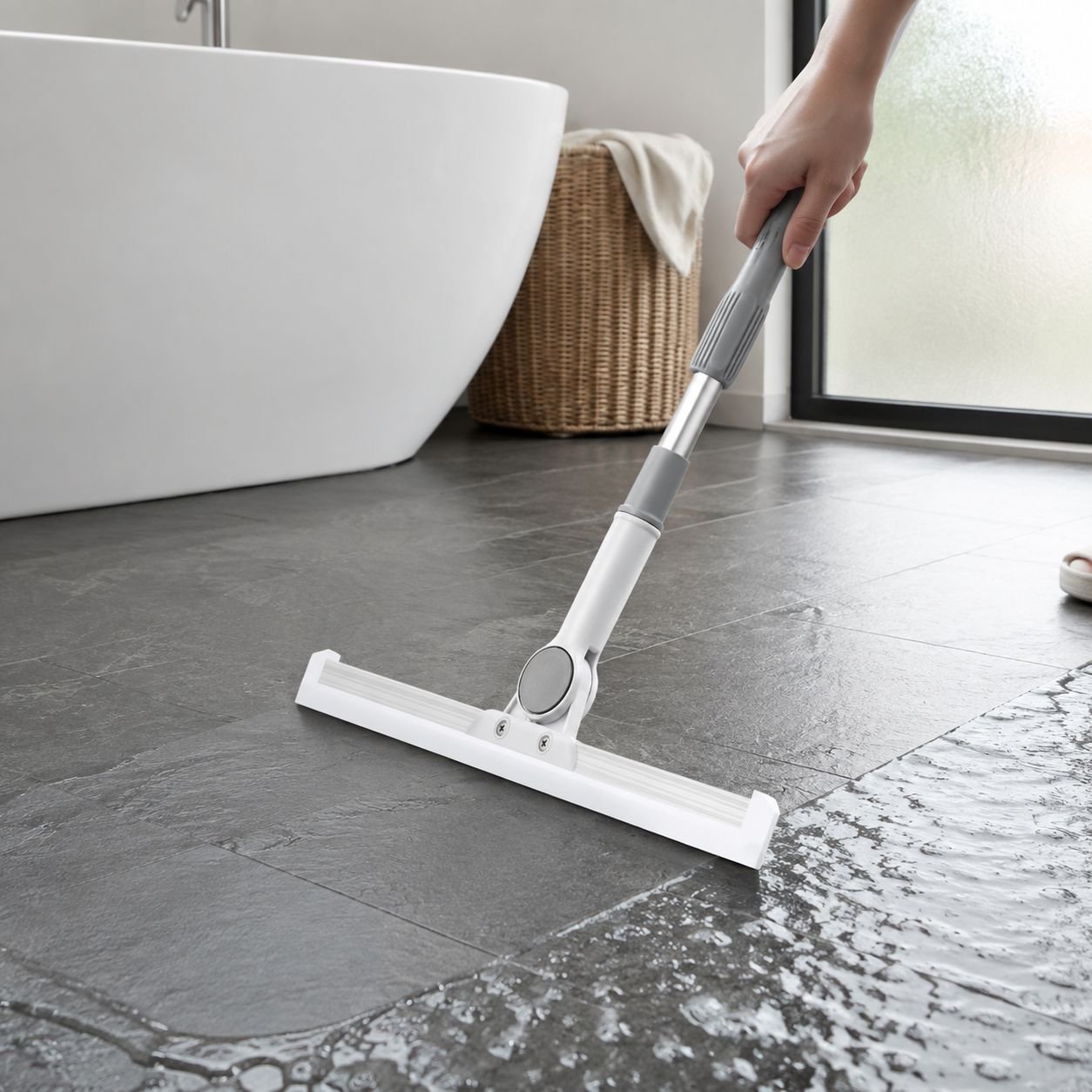 Home retractable handle squeegee bathroom silicone floor scraper bathroom magic broom scraper