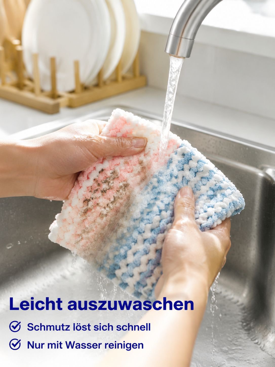 Thickened Strong Absorbent Kitchen Cleaning Cloth with Edge Stripes, Household Cleaning Coral Fleece