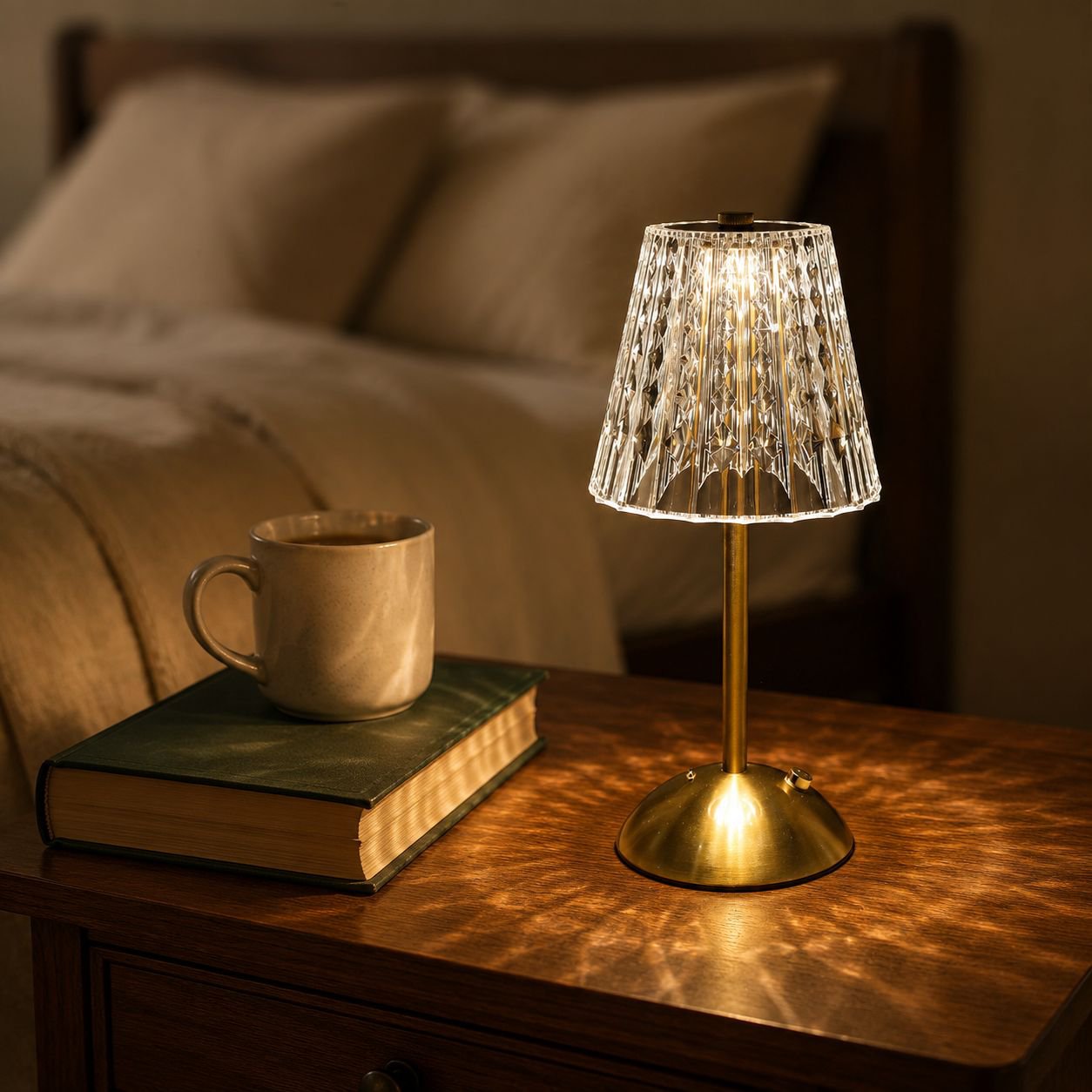 Touch-Controlled Tri-color Crystal Retro LED Desk Lamp