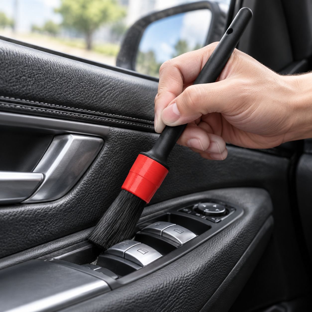 car interior cleaning brush set with ergonomic handles