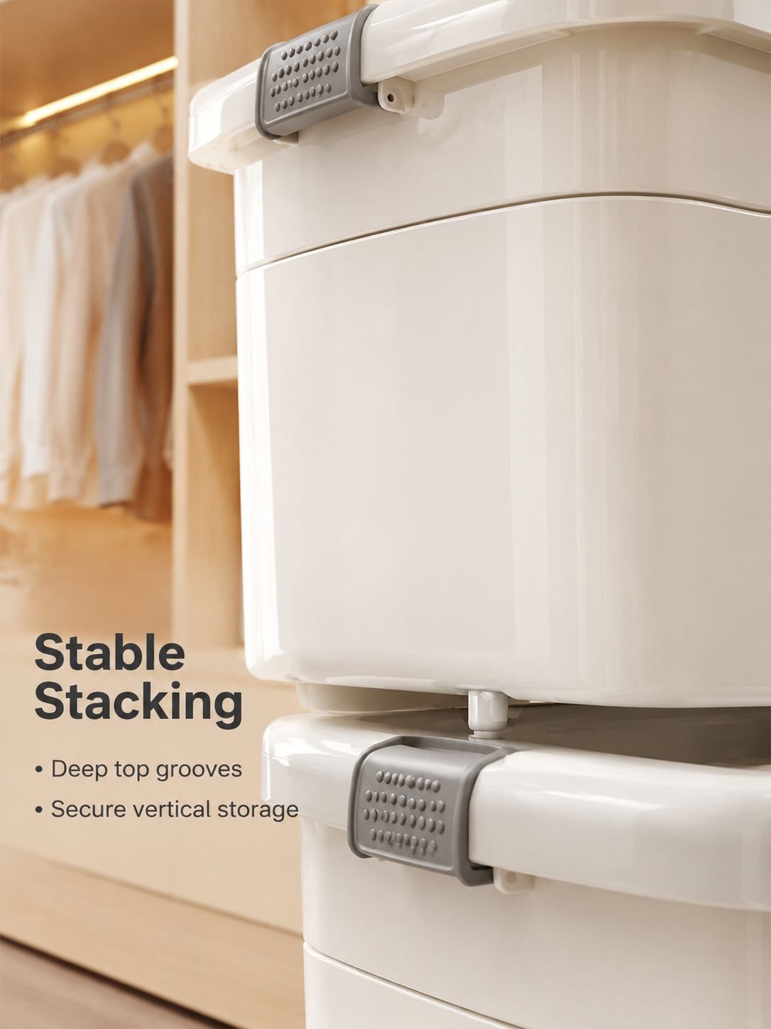 Stackable plastic storage boxes for home