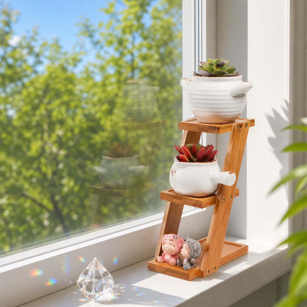 Mini Bamboo Flower Stand, Small Desktop Plant Display