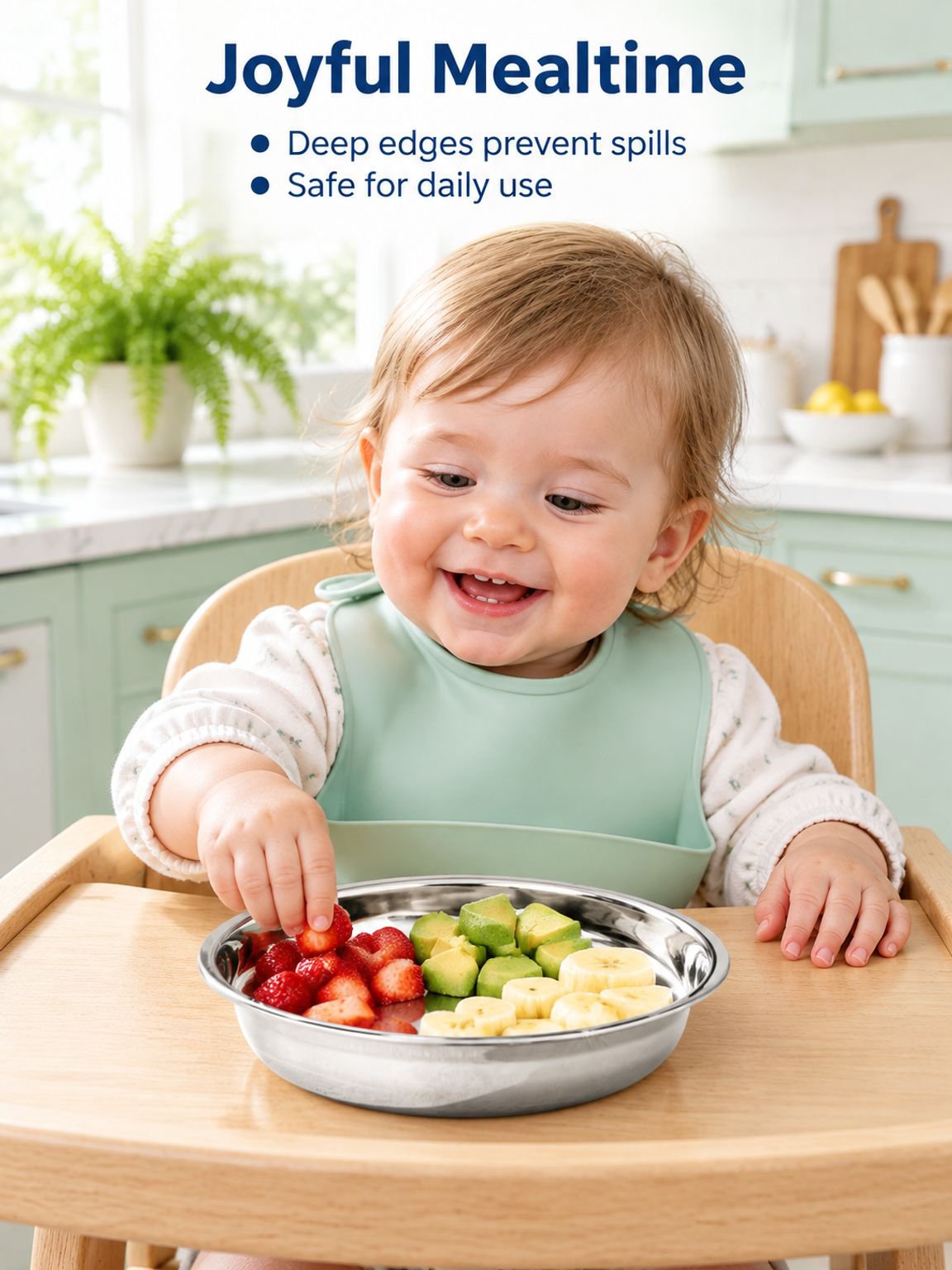Baby Tableware Household Drop-proof Stainless Steel Plate