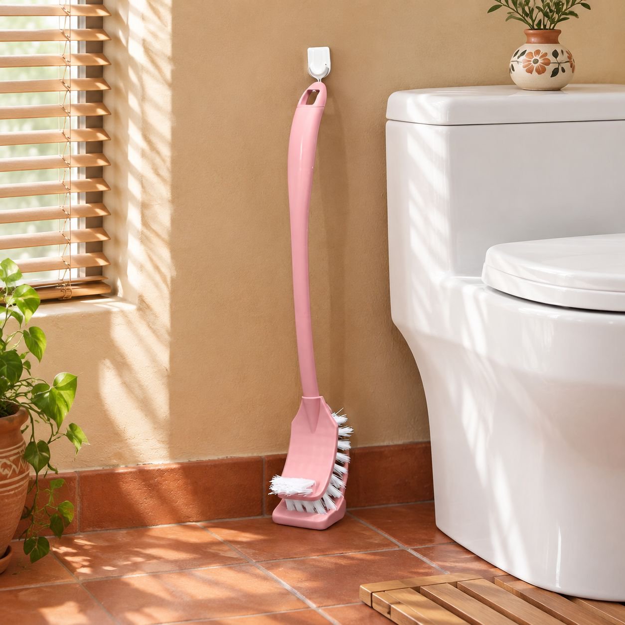Cepillo de baño con soporte, diseño de doble cara