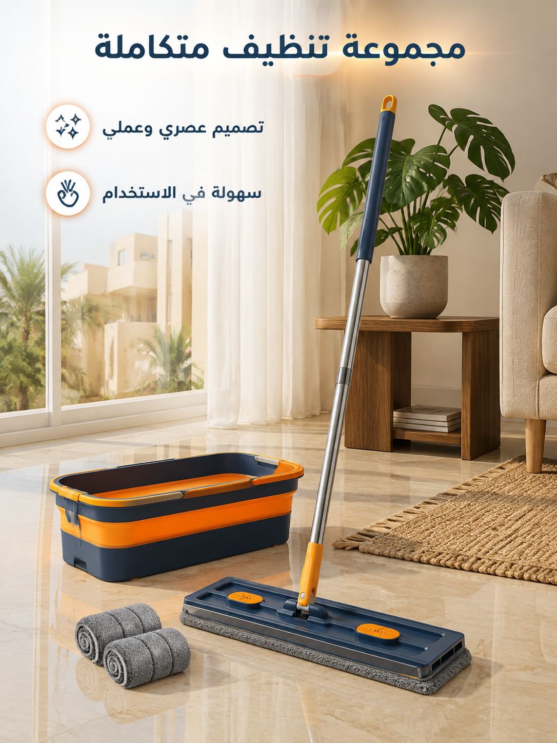 ممسحة أرضية جديدة مع رأس مسح مسطح كبير 