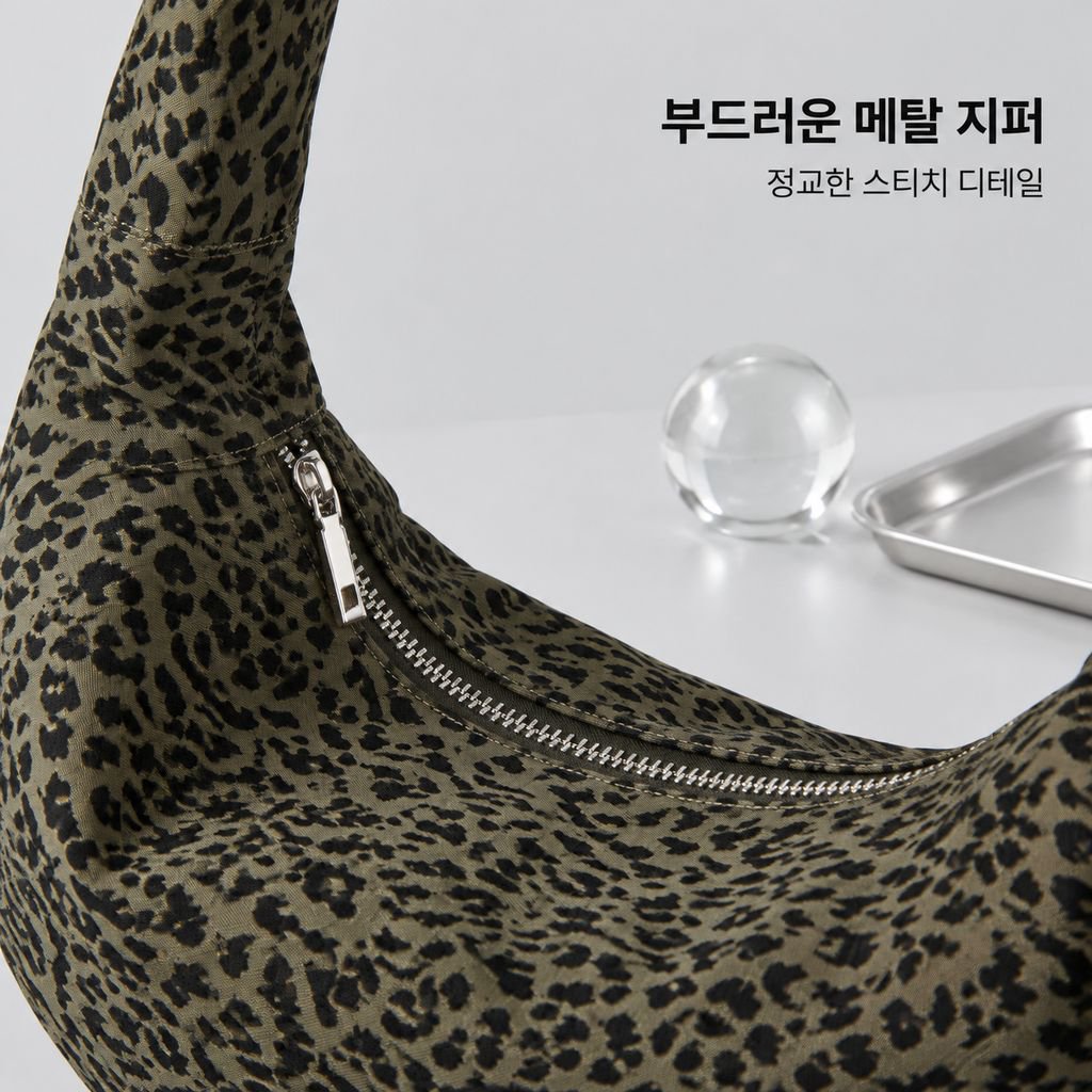 레오파드 만두백 대용량 한국 스타일 패션 캐주얼 출퇴근 활용 숄더 크로스백
