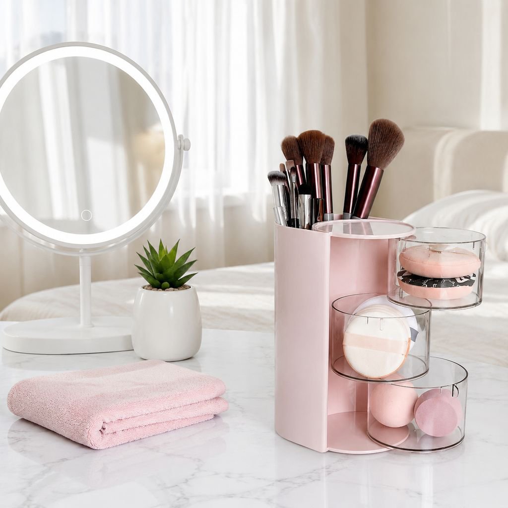 Modern dustproof organizer for makeup essentials